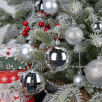 50pcs Silver Christmas Ball Ornaments Silver Large Shatterproof Christmas Tree Decorations Xmas Tree Ornaments Balls with Hanging Loop for Xmas Wedding Holiday Party Wreath Home Decor