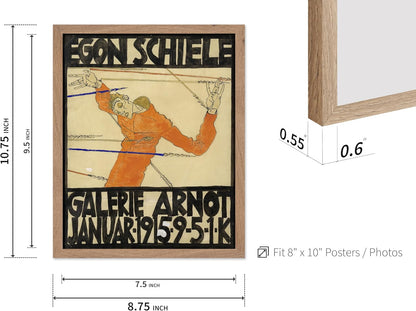 Poster Master Vintage Painting Poster - Retro Expressionism Print - Self Portrait as the Martyred St Sebastian - Gift for Artist, Friend - Wall Decor for Home, Office, 8x10 Beige Framed