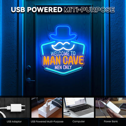 Man Cave Neon Sign, Gentleman Neon Signs for Wall Decor, Dimmable Acrylic Neon Lights for Man Cave Gamer Room Bedroom Bar Pub Party Decorations