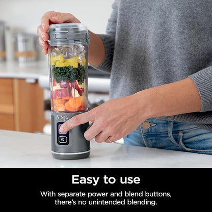 Ninja Blast Portable Blender & Accessories, Cordless, 18oz. Vessel, Personal Blender for Shakes & Smoothies, Leakproof Lid & Sip Spout, USB-C Cord, Dishwasher Safe Parts, BPA Free, Grey, CL155AGY