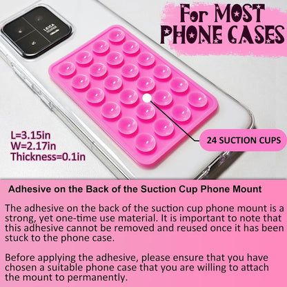 Silicone Suction Phone Case Mount 3 Pack, Silicon Adhesive Suction Cup Phone Mount, Non Slip Sticky Phone Grip for Cellphone, Strong Grip Holder for Selfies and Videos (Light Pink)