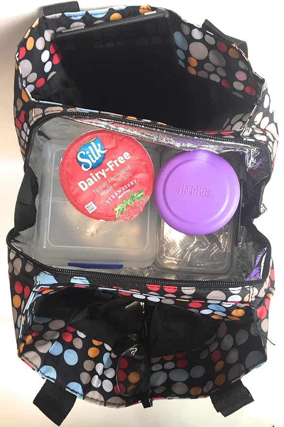 Nicole Miller Insulated Lunch Bag Tote –Open Cooler Ice Bag Lunch Box for Food with Drink Bottle Holder for Women, Men, Picnic, Boating, Beach, Fishing & Work(Bangles Red)