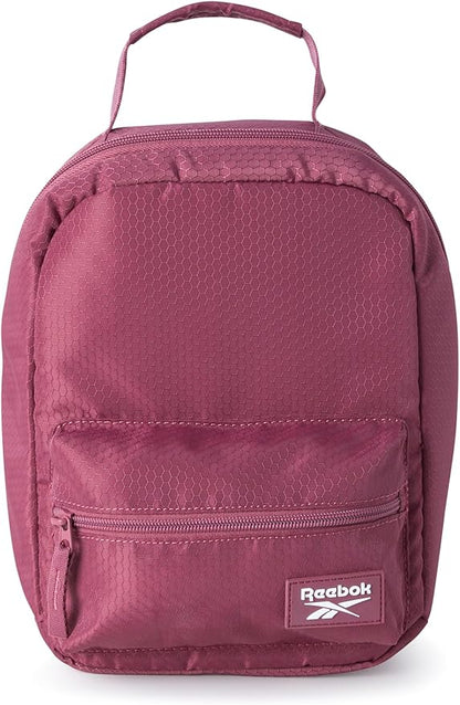 Reebok Mens and Womens Lunch Bag - Portable Insulated Work Lunch Box for Women and Men with Two Compartments and Handle, Quinn Deco Rose