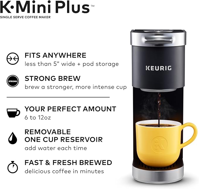 Keurig K-Mini Plus Single Serve Coffee Maker with Donut Shop Coffee Pods, 32 count