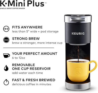 Keurig K-Mini Plus Single Serve Coffee Maker with Donut Shop Coffee Pods, 32 count