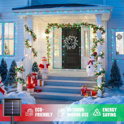 JMEXSUSS Red White and Green Christmas Lights, 2 Pack 100 LED 33 FT Solar Christmas Lights Outdoor Waterproof, Outdoor Solar String Lights for Outside Garden Yard Christmas Tree Decor