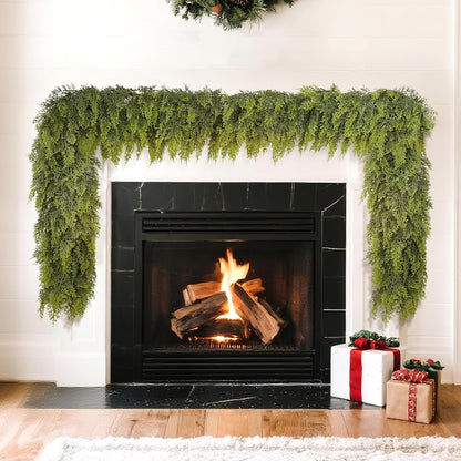 5FT Real Touch Cedar Garland for Fireplace - Artificial Christmas Garlands Realistic Faux Greenery Fake Pine Needles Garland for Holiday,Table, Window,Mantel,Stairs, Home,Indoor Outdoor Decor (1PCS)