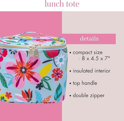 kate spade new york, Insulated Lunch Tote, Small Lunch Cooler, Cute Lunch Bag for Women, Striped Thermal Bag with Double Zipper Close and Carrying Handle (Safari Floral)