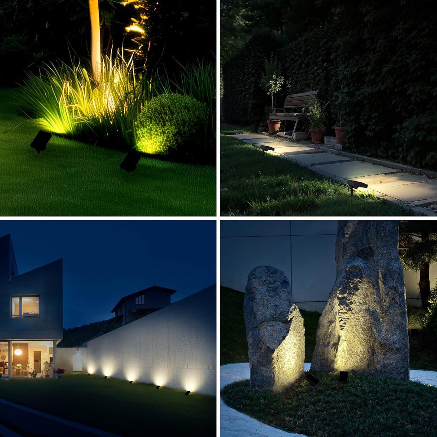 Solar Landscape Lights Outdoor, 3000K Dimmable Solar Pathway Lights, 500LM Solars Spot Light IP65 Waterproof for Walkway Lawn Yard, 2pcs