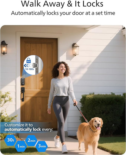 Philips Wi-Fi Smart Door Lock Deadbolt with Handle Set, Keyless Entry Door Lock for Front Door Set, Portable Fingerprint Door Lock with App Control, IP53 Waterproof, Auto Lock, Alexa Voice Control