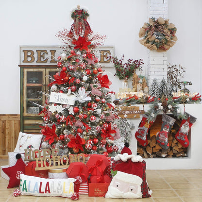 Sea Team 80mm/3.15" Set of Colorful Painted Sparkling Ornaments and Hanging Balls for Christmas Tree - 16 Pieces