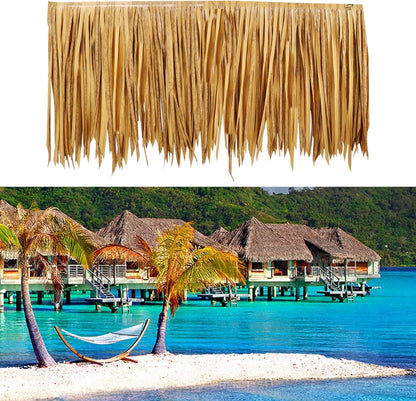 49.2ft Tiki Straw Roof–Mexican Style Artificial Palm Thatch Rolls,Tiki Bar Hut Grass Duck Boat Blinds Grass Runner Rolls Palapa Thatch Roofing for Garden Patio Umbrella Covers Fence Party Decoration