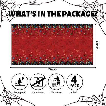 ATFUNSHOP Spider Superhero Disposable Tablecloth - Birthday Decorations Supplies with Spider Web Design, Happy Birthday Table Cover for Kids Boys Man Party Decor, Decoración de Cumpleaños