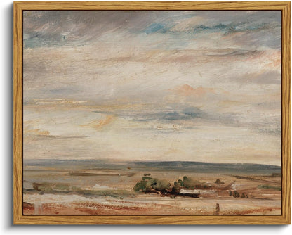 VIYYIEA Framed Canvas Wall Art Home Decor Classic Oil Paintings Color Sky Cloud Beach Grassland Canvas Prints Vintage Landscape Wall Art Pictures for Bedroom Living Room Bathroom Office Decor 8x10in