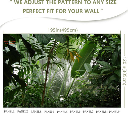 Tropical Jungle Green Leaf Mural Wallpaper for Bedroom Living Room (Not Peel n' Stick)