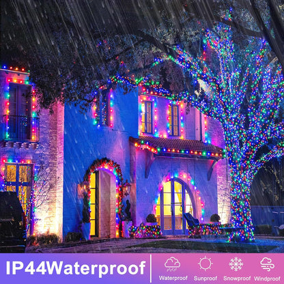 Christmas Lights Indoor Outdoor, 132ft 400 LED Christmas String Lights Indoor 8 Modes Clear Wire, Plug in Waterproof Twinkle Fairy Lights for Bedroom Tree Christmas Decorations, Multicolor