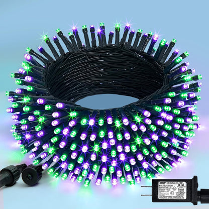 JMEXSUSS 200 LED Purple and Green Halloween Lights Plug in, 66ft Connectable Halloween String Lights,8 Modes Outdoor Waterproof Tree Light for Yard Outdoor Indoor Bedroom Garden Patio Decor