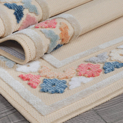 Beverly Rug Outdoor Rug 8x10 Modern Bordered Area Rugs for Indoor and Outdoor Patio Easy to Clean Non Shedding Living Room Porch Garden Washable Outside Carpet (8 x 10 Beige)