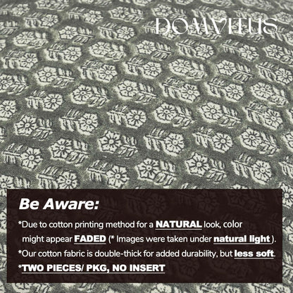 DOMVITUS Floral Pillow Covers Set of 2, Throw Pillow Covers 20x20, Floral Print Neutral Accent Decorative Pillow Covers for Living Room, Bed, Mineral Green