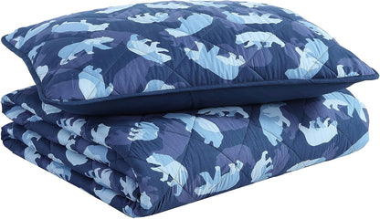 Eddie Bauer - Twin Quilt Set, Reversible Kids Bedding with Matching Sham, Medium-Weight Toddler Bed Set, Dorm Essentials (Camp Camo Navy)