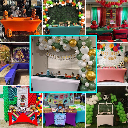 IVAPUPU 2 Pack 4FT Table Cloth for Rectangular Fitted Events Stretch Grey Table Covers Washable Cover Spandex Tablecloth Protector for Party, Wedding, Cocktail, Banquet, Festival
