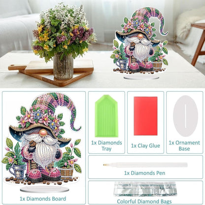Diamond Painting Kits for Adults Beginners, 5D Full Drill Dwarf Crystal Art Desktop Ornament, DIY Single Sided Home Office Desk Decor, Creative Craft Gift Set with Tools