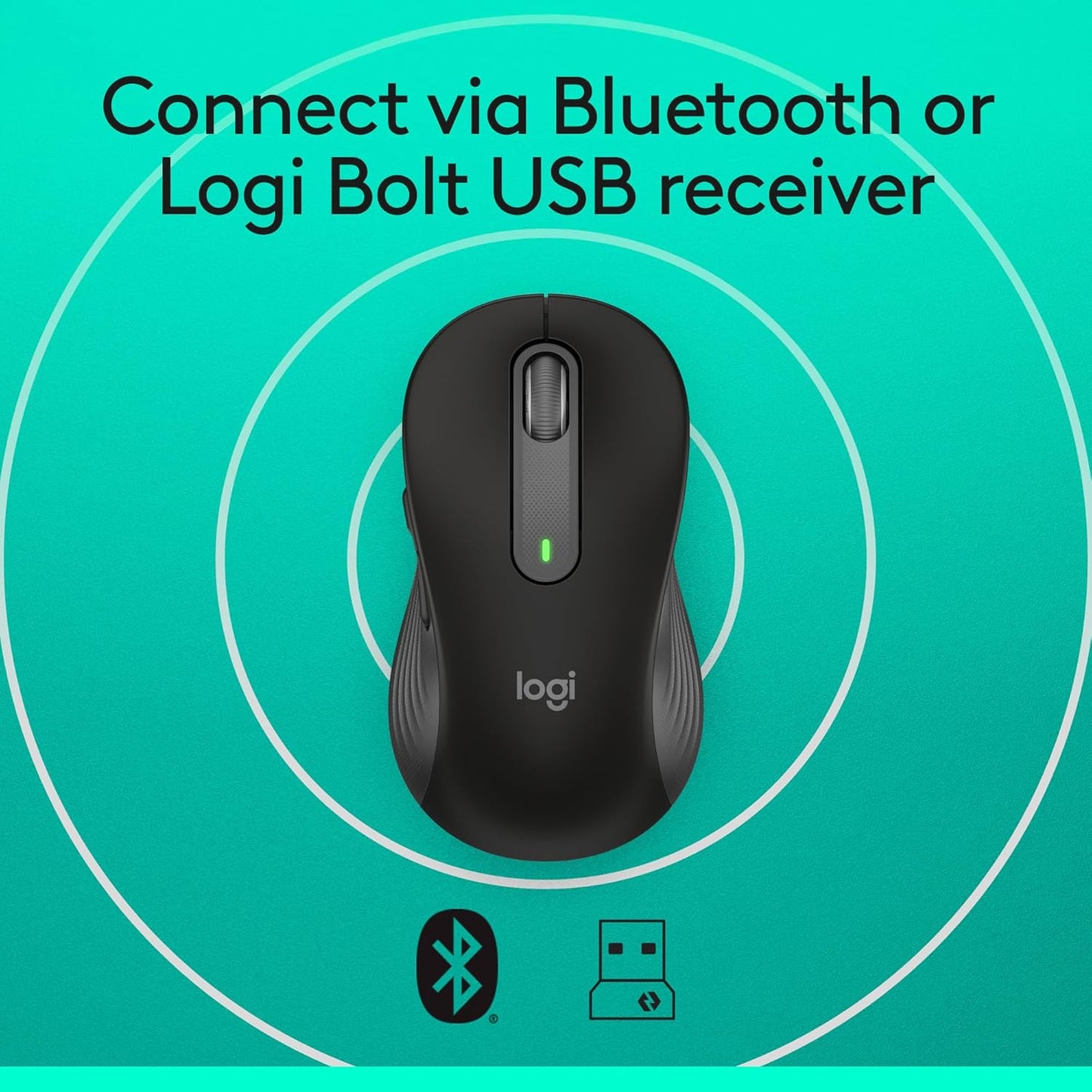 Logitech Wireless Mouse Signature M650 L Full Size - Large Hands, 2-Year Battery, Silent Clicks, Customizable Buttons, Bluetooth, PC/Mac/Chromebook - Black, Right-Handed, Large