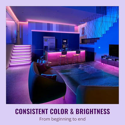 WiZ Connected Smart Light Strip - Sunset to Sunrise Automation + Preset Light Modes + Control with Voice or App, Full Color RGB, 100 ft Cut to Fit