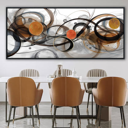 XLSJERST Large Wall Art for Living Room - 86x39 Inches Black and Gray Canvas Picture Framed Artwork for wall Modern Abstract Minimalist Paintings Oversize Wall Decor