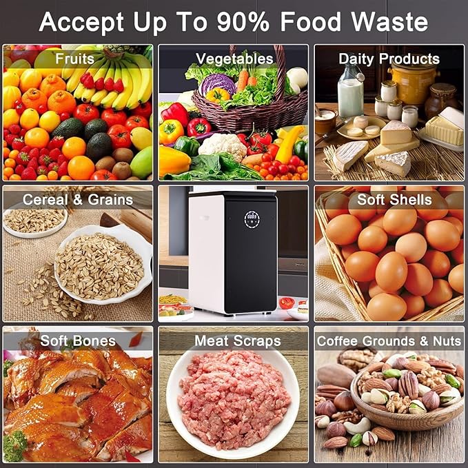 Smart 19L Electric Composter for Kitchen, Filter No Need to Change, Not Dehydration Tec, Add Waste Anytime Compost Machine, Electric Compost Bin Kitchen