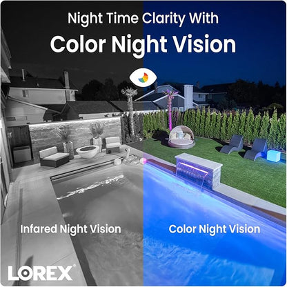Lorex 4K 8MP IP PoE White Wired Security Dome Camera | Add-On Camera | Color Night Vision | Smart Motion Detection (Person/Vehicle) | Listen-in Audio | IP67 Weatherproof | Metal Housing
