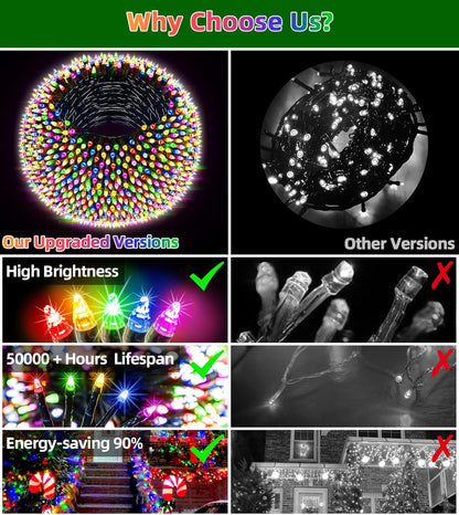 1500 LED 470FT Christmas Lights Outdoor,12 Lighting Modes Christmas String Lights with Timer, Dimmable Multicolor LED StringLights Waterproof for Yard Tree Wedding Party Holiday Multicolor