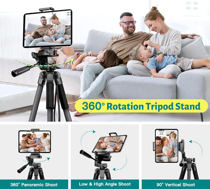 JOILCAN Phone Tripod, 67" Camera Tripod Stand for iPhone iPad, Professional Aluminum Travel Tripods with Wireless Remote and Carry Bag for Cellphone Photo Video Recording Vlog