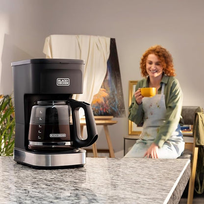 BLACK+DECKER CAFÉCRAFT 12-Cup Coffee Maker, One-Switch Drip Coffeemaker with Vortex Showerhead Technology, Sneak-A-Cup, Keep Warm Function, Stainless Steel