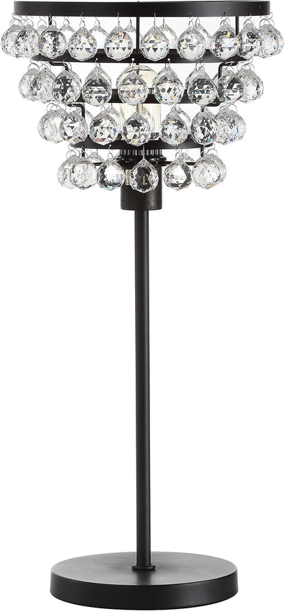 JONATHAN Y 25" Bronze Table Lamp, Modern Industrial Chandelier Style Light, Clear Crystal Beads, Glam Bedside Nightstand Lamp for Bedroom Living Room, LED Bulb Included JYL9004A