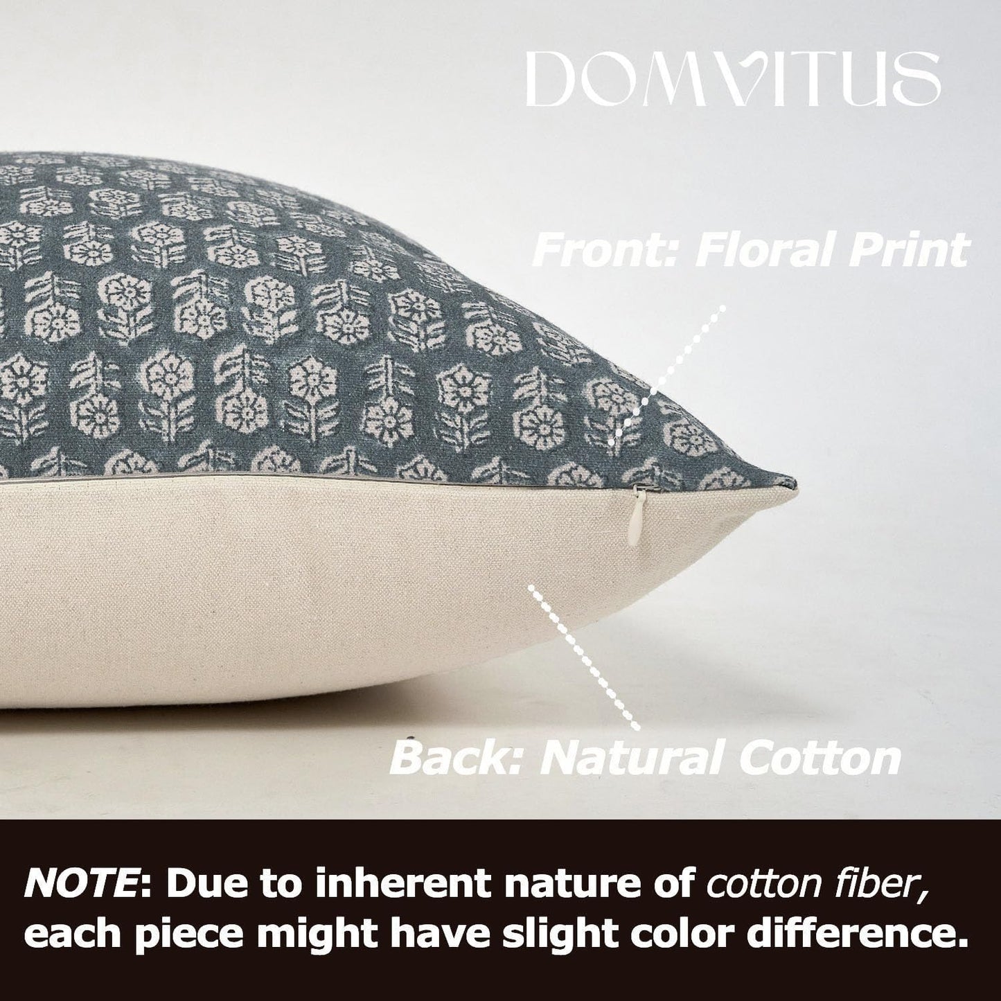 DOMVITUS Floral Pillow Covers Set of 2, Throw Pillow Covers 18x18, Floral Print Neutral Accent Decorative Pillow Covers for Living Room, Bed, Dusty Blue