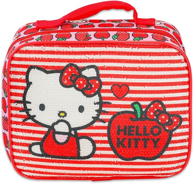 Hello Kitty Lunch Bag for Girls - Bundle with Sanrio Lunch Box Plus Stickers, Water Bottle, More | Hello Kitty Lunchbox for Kids, Girls, Toddlers Set