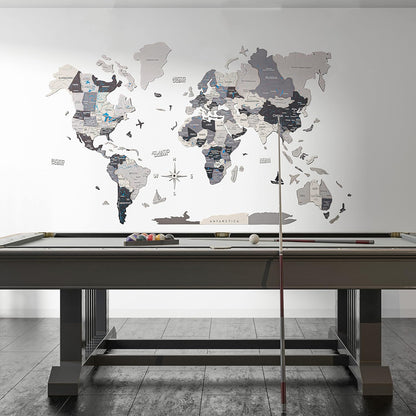 Handmade 3D Wood World Map Wall Art Large Wall Decor Track Your World Travels - Special For Home, Kitchen And Office (Large, Nordik)