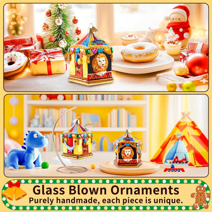 Christmas Ornaments,Lion Ornament for Christmas Tree,Hand-Blown Glass Ornaments,Zoo Circus Collection Figurines Hanging Ornament,Personalized Decorations for Animal Lovers Holiday Party Home Gift