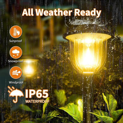 Solar Outdoor Lights,3 Pack LED Lights Outdoor Waterproof, Maintain 10 Hours of Lighting for Your Garden, Landscape, Path, Yard, Patio, Driveway(Warm)