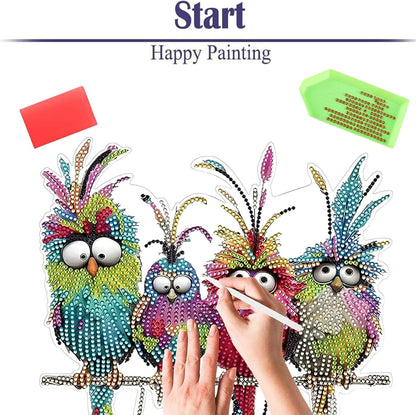 Diamond Painting Kits for Adults Beginners, 5D Full Drill Birds Crystal Art Desktop Ornament, DIY Single Sided Home Office Desk Decor, Creative Craft Gift Set with Tools