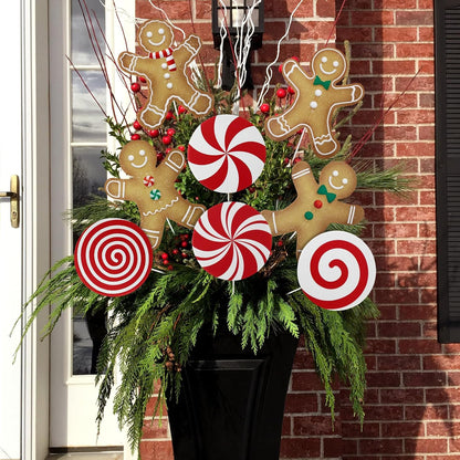 Christmas Decorations Indoor Tree Picks: 12 pcs Large Red White Peppermint Lollipop Christmas Picks for Tree, Cute Candy Picks Ornaments for Xmas Tree Topper Home Office Holiday Party Vase Decor