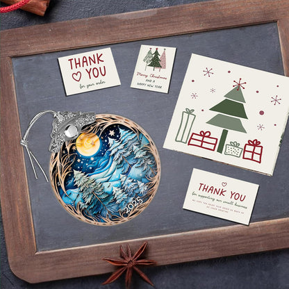 Christmas Ornaments, Winter Night Landscape 2025 Christmas Ornament, Large Acrylic Ornaments for Christmas Tree, White Elephant Gifts, Christmas Decor (Blue Forest)