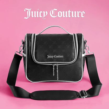 Juicy Couture Insulated Lunch Bag – Stylish Cooler Tote with Adjustable Crossbody Strap, Debossed Logo, Black – Women's Lunch Box Bag for Work, School, Travel