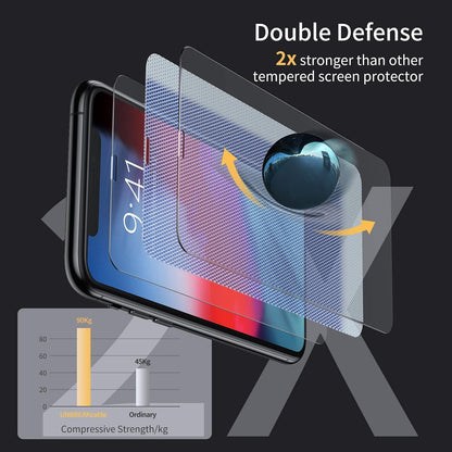 UNBREAKcable Screen Protector for iPhone X/XS/ 11 Pro, Double Shatterproof Tempered Glass [Easy Installation Frame] [99.99% HD Clear] [9H Hardness] for iPhone 5.8 inch - 2 Pack