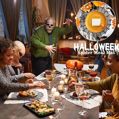 8 Pcs Spider Web Placemats - 15" Heat Insulation Table Mats - Hollow Out Spiderweb Coasters for Dining Table Halloween Decoration (Black)