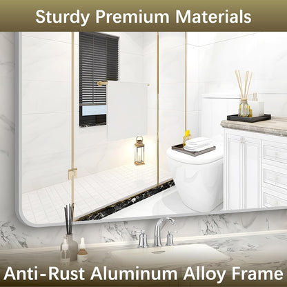 Arched Wall Mirror for Bathroom, 36"x48" Silver Arch Bathroom Mirror, Wall Mounted Mirror, Silver Vanity Wall Mirror w/Metal Frame for Bedroom, Entryway, Living Room, Vertically Hanging