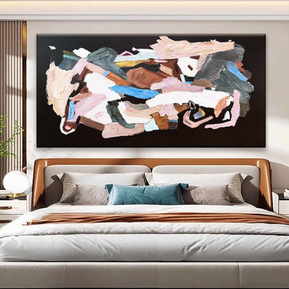TAIJXAGSG Large Black Abstract Wall Art For Living Room Decor Grunge Room Canvas Art Wall Decor 29" X 58" Painting Colorful Wall Art Line Art For Bedroom Home Office Dining Room Wall Decorations