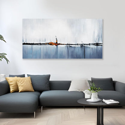 Abstract Wall Decor Modern Abstract Wall Art Blue and White Pictures Canvas Art Wall Decor Framed Artwork for Living Room Bedroom Dining Room Home Office Decor 24"x48"