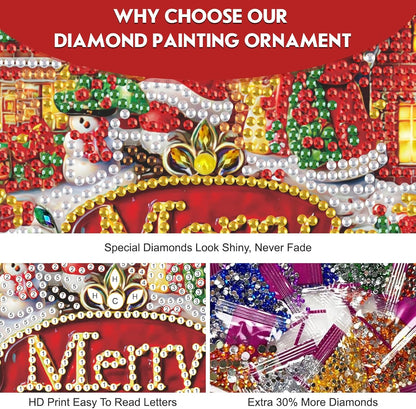 Diamond Art Hanging Kit for Adult, Merry Christmas, DIY Special Shaped Crystal Acrylic Diamond Art Painting Window Pendants, Santa Claus Sign, Diamond Painting Ornament for Home Garden Wall decor